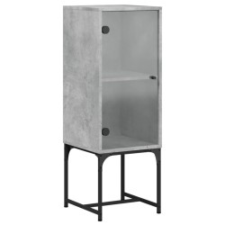 vidaXL Armario auxiliar con puerta vidrio gris hormigón 35x37x100 cm