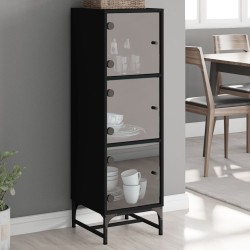 vidaXL Aparador con puertas de vidrio negro 35x37x120 cm