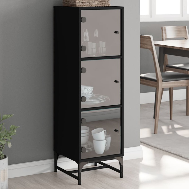 vidaXL Aparador con puertas de vidrio negro 35x37x120 cm vidaXL Aparador con puertas de vidrio negro 35x37x120 cm