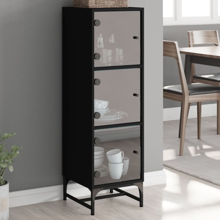 vidaXL Aparador con puertas de vidrio negro 35x37x120 cm