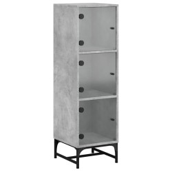 vidaXL Aparador con puertas de vidrio gris hormigón 35x37x120 cm