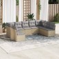 vidaXL Set de sofás de jardín 9 pzas con cojines ratán sintético beige vidaXL Set de sofás de jardín 9 pzas con cojines ratán sintético beige