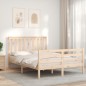 vidaXL Estructura de cama de matrimonio con cabecero madera maciza vidaXL Estructura de cama de matrimonio con cabecero madera maciza