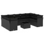 vidaXL Set de sofás de jardín 10 pzas cojines ratán sintético negro vidaXL Set de sofás de jardín 10 pzas cojines ratán sintético negro