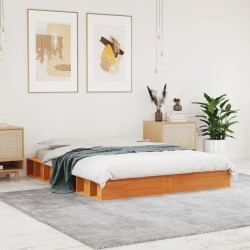 vidaXL Estructura de cama madera maciza pino marrón cera 140x200 cm