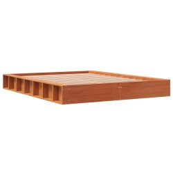 vidaXL Estructura de cama madera maciza pino marrón cera 135x190 cm