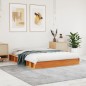 vidaXL Estructura de cama madera maciza pino marrón cera 135x190 cm