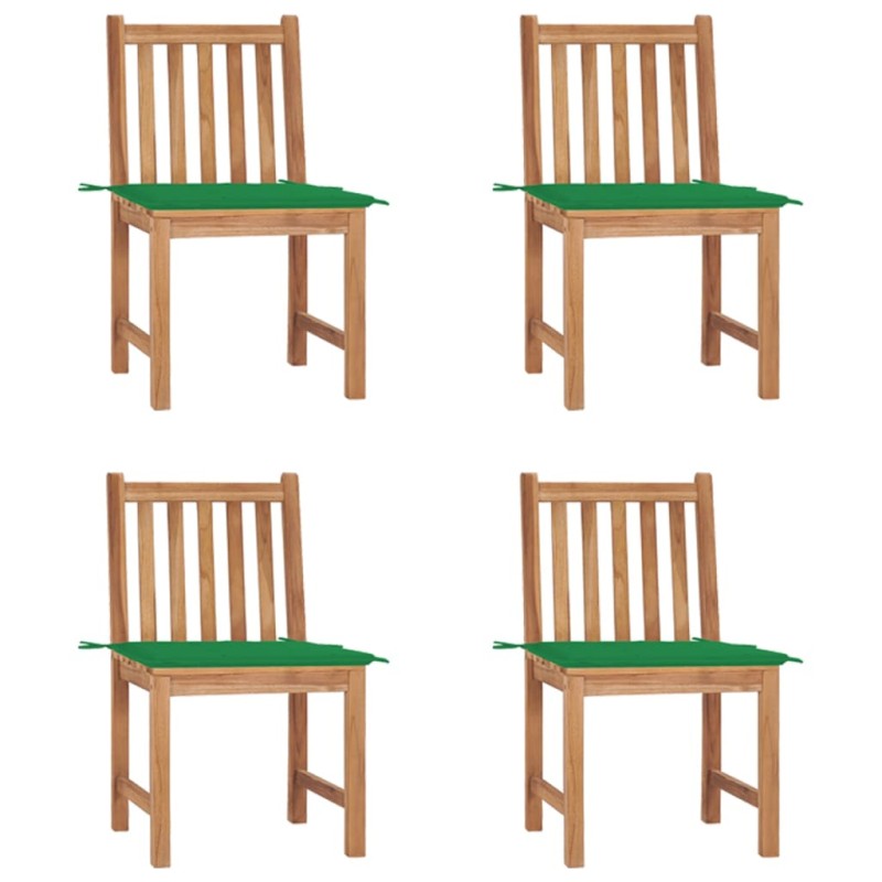 vidaXL Sillas de jardín 4 unidades madera maciza de teca con cojines vidaXL Sillas de jardín 4 unidades madera maciza de teca con cojines