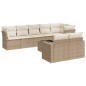 vidaXL Set de sofás de jardín 9 pzas con cojines ratán sintético beige vidaXL Set de sofás de jardín 9 pzas con cojines ratán sintético beige