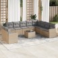 vidaXL Set de sofás de jardín 11pzas con cojines ratán sintético beige