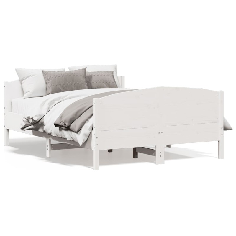 vidaXL Estructura de cama con cabecero madera pino blanco 160x200 cm