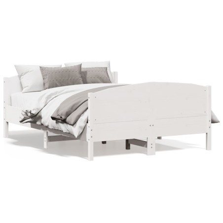 vidaXL Estructura de cama con cabecero madera pino blanco 160x200 cm