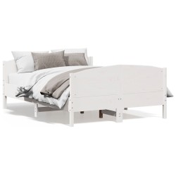 vidaXL Estructura de cama con cabecero madera pino blanco 120x200 cm