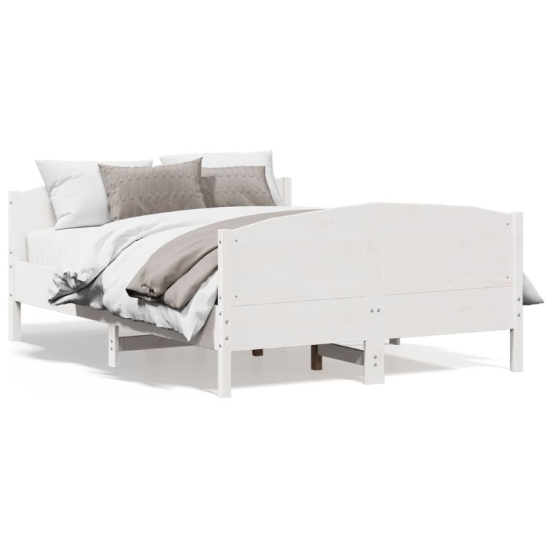 vidaXL Estructura de cama con cabecero madera pino blanco 120x200 cm