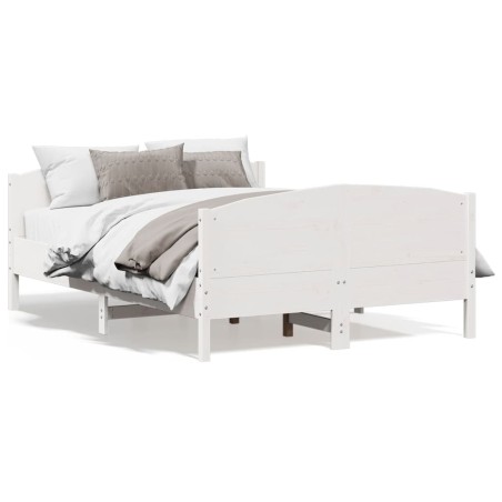 vidaXL Estructura de cama con cabecero madera pino blanco 120x200 cm