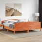 vidaXL Estructura cama con cabecero madera pino marrón cera 200x200 cm