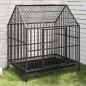 vidaXL Jaula para perros con ruedas acero galvanizado negro