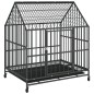 vidaXL Jaula para perros con ruedas acero galvanizado negro