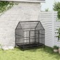 vidaXL Jaula para perros con ruedas acero galvanizado negro