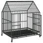 vidaXL Jaula para perros con ruedas acero galvanizado negro