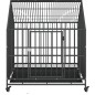 vidaXL Jaula para perros con ruedas acero galvanizado negro