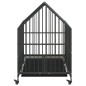 vidaXL Jaula para perros con ruedas acero galvanizado negro