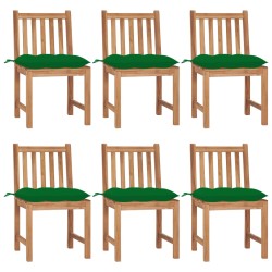 vidaXL Sillas de jardín 6 unidades madera maciza de teca con cojines 