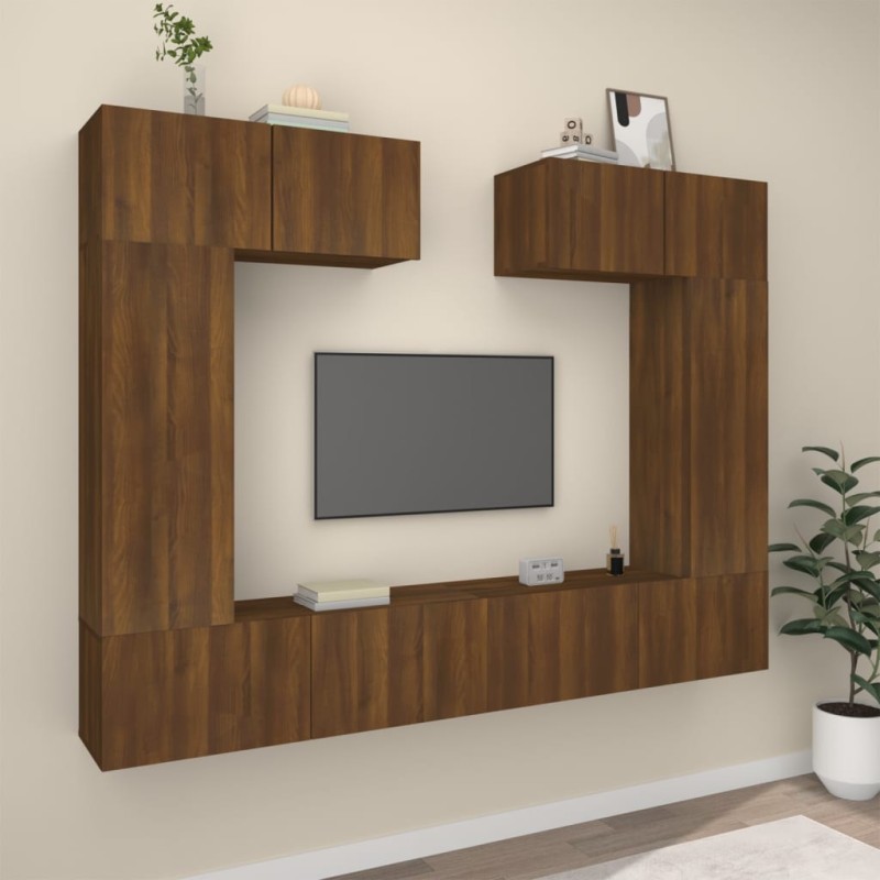 vidaXL Set de muebles para TV 6 pzas madera contrachapada roble marrón vidaXL Set de muebles para TV 6 pzas madera contrachapada roble marrón