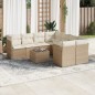 vidaXL Set de sofás de jardín 9 pzas con cojines ratán sintético beige vidaXL Set de sofás de jardín 9 pzas con cojines ratán sintético beige
