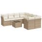 vidaXL Set de sofás de jardín 9 pzas con cojines ratán sintético beige vidaXL Set de sofás de jardín 9 pzas con cojines ratán sintético beige