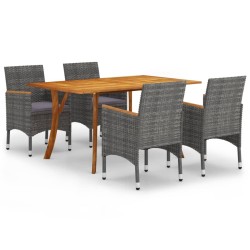 vidaXL Juego de comedor para jardín de 5 piezas gris