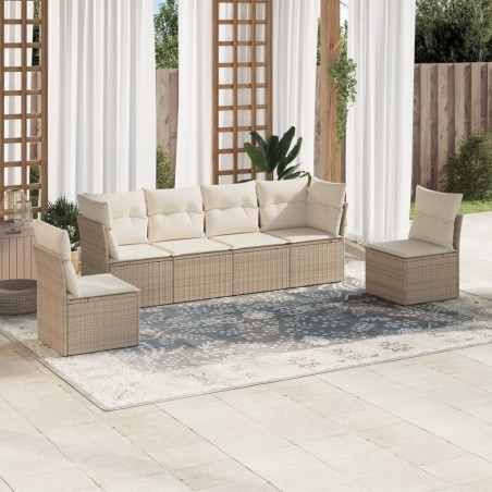 vidaXL Juego de sofás jardín con cojines 6 pzas ratán sintético beige
