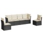 vidaXL Set de sofás de jardín 6 piezas y cojines ratán sintético negro vidaXL Set de sofás de jardín 6 piezas y cojines ratán sintético negro