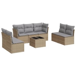 vidaXL Juego de sofás de jardín con cojines beige 8 pzas ratán PE