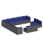 vidaXL Set muebles de jardín 13 piezas y cojines ratán sintético gris vidaXL Set muebles de jardín 13 piezas y cojines ratán sintético gris
