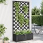vidaXL Jardinera con enrejado madera maciza de abeto negro vidaXL Jardinera con enrejado madera maciza de abeto negro