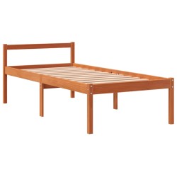 vidaXL Cama para mayores madera maciza de pino marrón cera 90x190 cm