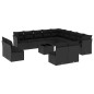 vidaXL Set sofás de jardín 14 pzas con cojines ratán sintético negro vidaXL Set sofás de jardín 14 pzas con cojines ratán sintético negro