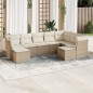 vidaXL Set de sofás de jardín 9 pzas con cojines ratán sintético beige