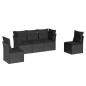 vidaXL Set de muebles de jardín 5 pzas y cojines ratán sintético negro vidaXL Set de muebles de jardín 5 pzas y cojines ratán sintético negro