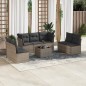 vidaXL Set de sofás de jardín 8 pzas y cojines ratán sintético gris vidaXL Set de sofás de jardín 8 pzas y cojines ratán sintético gris