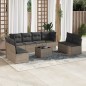 vidaXL Set de muebles de jardín 9 pzas y cojines ratán sintético gris vidaXL Set de muebles de jardín 9 pzas y cojines ratán sintético gris