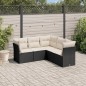vidaXL Set de muebles de jardín 5 pzas y cojines ratán sintético negro vidaXL Set de muebles de jardín 5 pzas y cojines ratán sintético negro