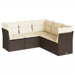 vidaXL Set comedor de jardín 5 piezas y cojines ratán sintético marrón