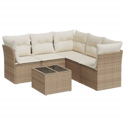 vidaXL Juego de sofás jardín con cojines 6 pzas ratán sintético beige
