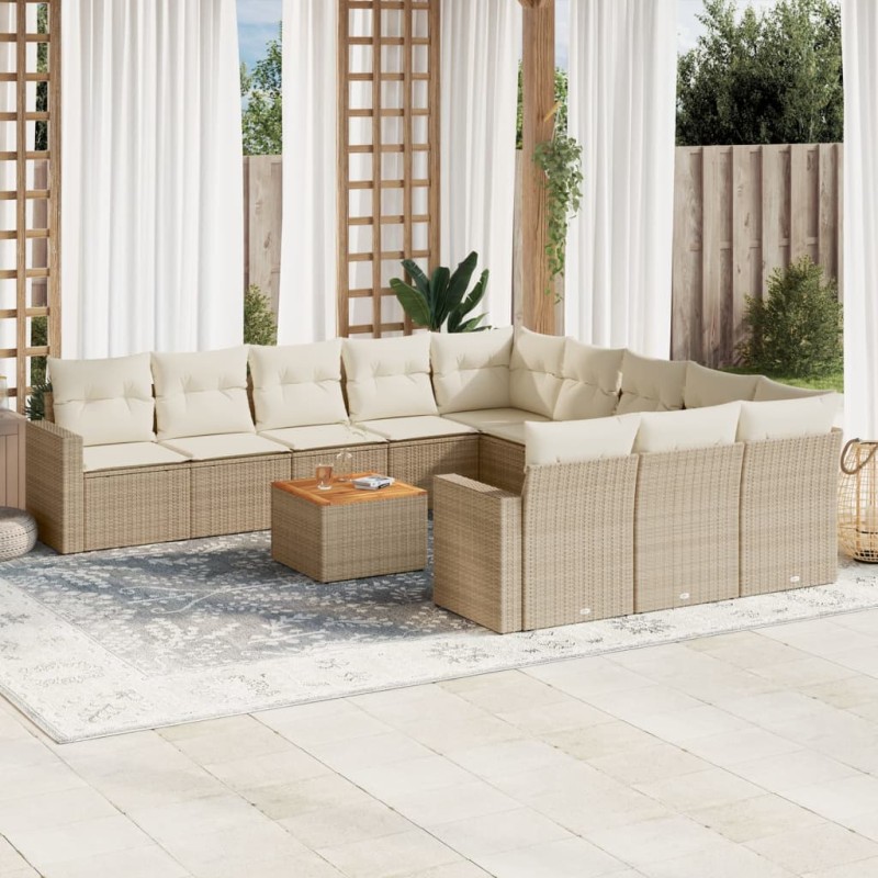 vidaXL Set de sofás de jardín 12 pzas y cojines ratán sintético marrón vidaXL Set de sofás de jardín 12 pzas y cojines ratán sintético marrón
