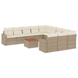 vidaXL Set de sofás de jardín 12 pzas y cojines ratán sintético marrón