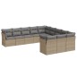 vidaXL Set de sofás de jardín 11pzas con cojines ratán sintético beige vidaXL Set de sofás de jardín 11pzas con cojines ratán sintético beige