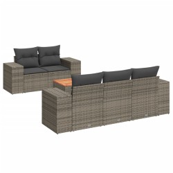vidaXL Set de muebles de jardín 6 pzas y cojines ratán sintético gris