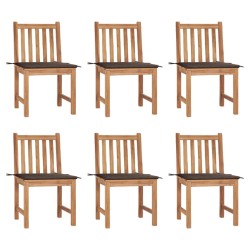 vidaXL Sillas de jardín 6 unidades con cojines madera maciza de teca